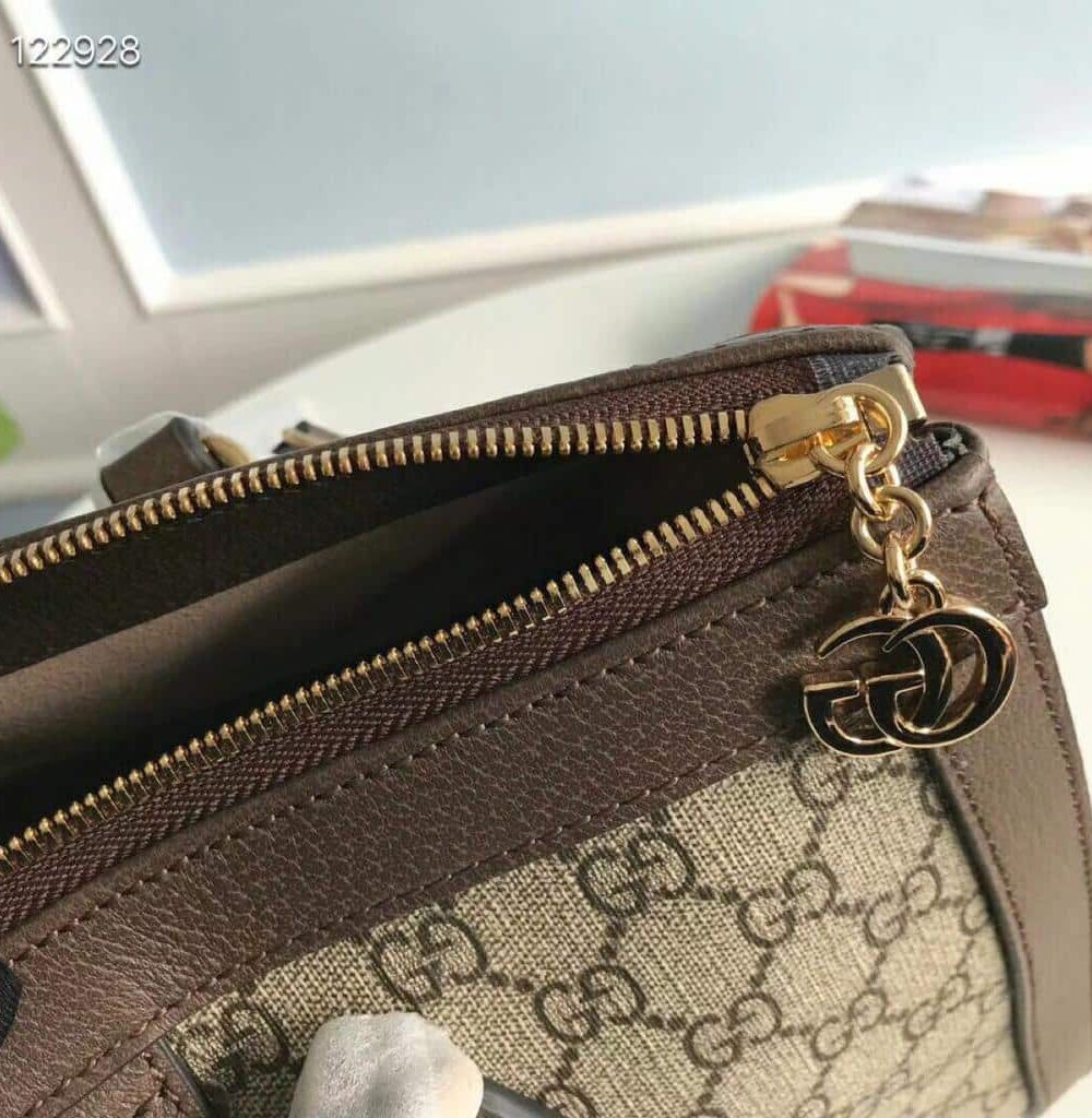 1:1 Replica Gucci Ophidia GG Medium Tote Bag Beige/Ebony GG Supreme Canvas With Brown For Women 13in/33cm GG 524537 K05NB 8745