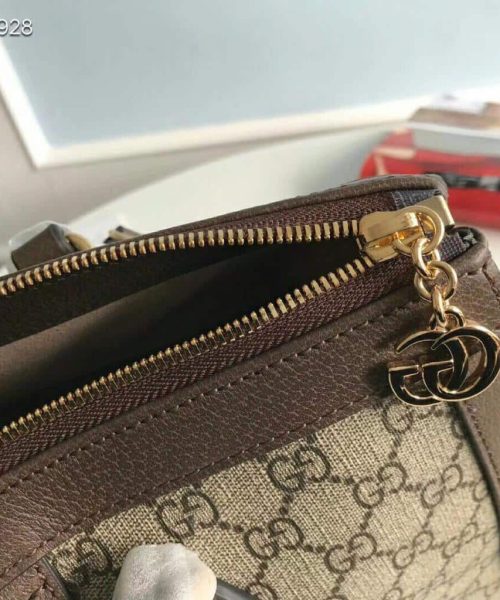 1:1 Replica Gucci Ophidia GG Medium Tote Bag Beige/Ebony GG Supreme Canvas With Brown For Women 13in/33cm GG 524537 K05NB 8745