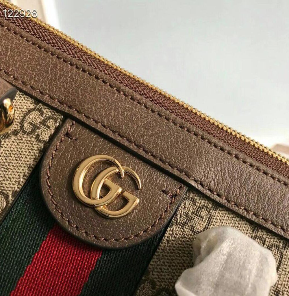 1:1 Replica Gucci Ophidia GG Medium Tote Bag Beige/Ebony GG Supreme Canvas With Brown For Women 13in/33cm GG 524537 K05NB 8745