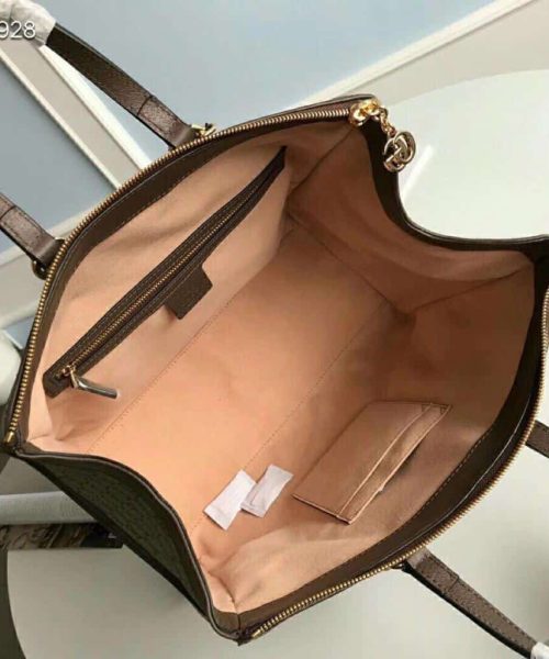 1:1 Replica Gucci Ophidia GG Medium Tote Bag Beige/Ebony GG Supreme Canvas With Brown For Women 13in/33cm GG 524537 K05NB 8745
