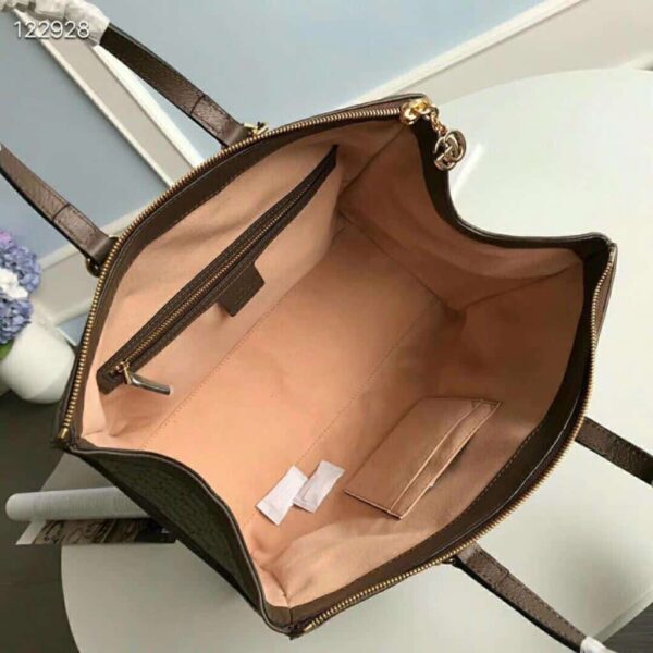 1:1 Replica Gucci Ophidia GG Medium Tote Bag Beige/Ebony GG Supreme Canvas With Brown For Women 13in/33cm GG 524537 K05NB 8745