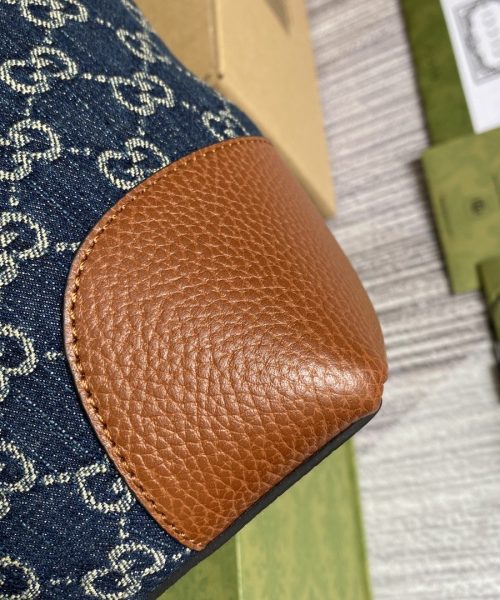 1:1 Replica Gucci Ophidia GG Medium Tote Dark Blue And Ivory Eco Washed Organic GG Jacquard Denim  For Women 15in/38cm GG ‎631685 2KQGG 8375