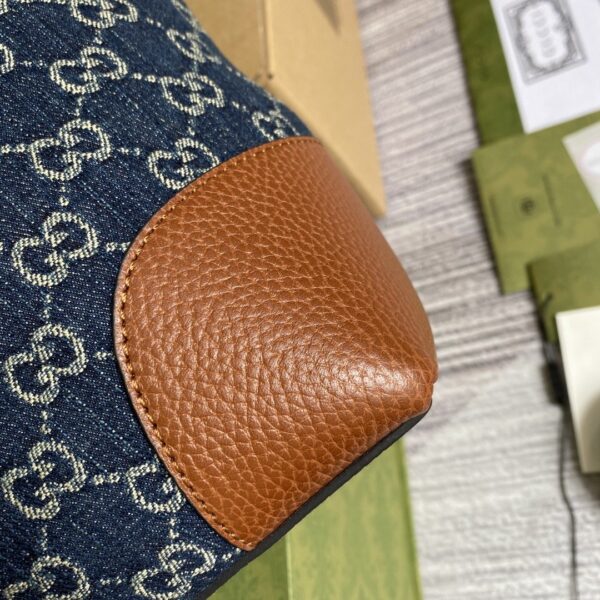 1:1 Replica Gucci Ophidia GG Medium Tote Dark Blue And Ivory Eco Washed Organic GG Jacquard Denim  For Women 15in/38cm GG ‎631685 2KQGG 8375