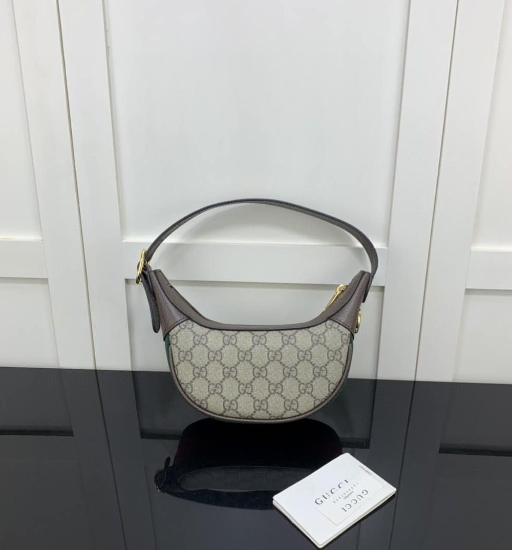 1:1 Replica Gucci Ophidia GG Mini Bag Beige And Dusty Grey GG Supreme Canvas For Women 8in/20cm GG