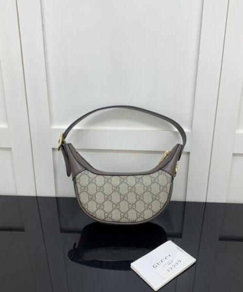 1:1 Replica Gucci Ophidia GG Mini Bag Beige And Dusty Grey GG Supreme Canvas For Women 8in/20cm GG