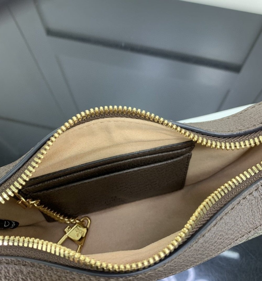 1:1 Replica Gucci Ophidia GG Mini Bag Beige And Dusty Grey GG Supreme Canvas For Women 8in/20cm GG