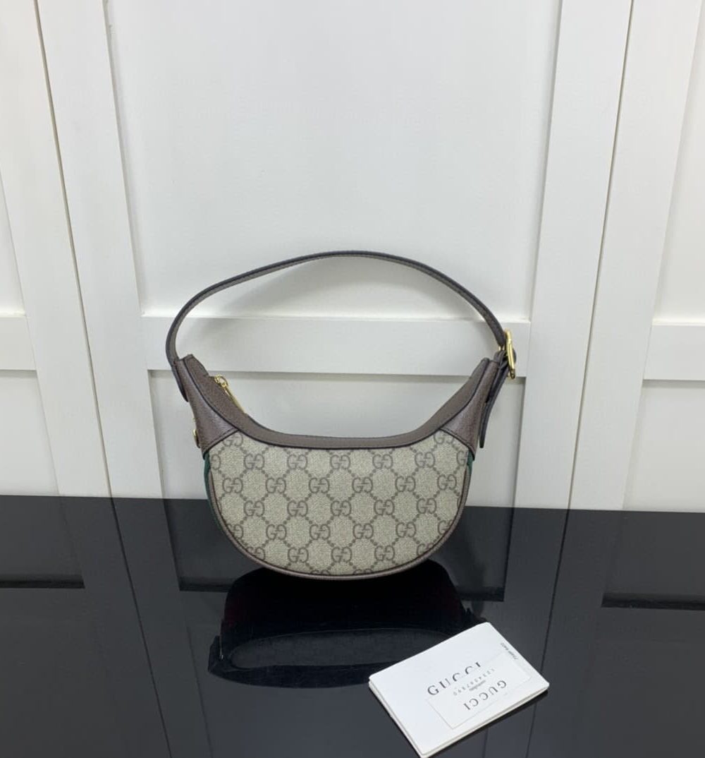 1:1 Replica Gucci Ophidia GG Mini Bag Beige And Dusty Grey GG Supreme Canvas For Women 8in/20cm GG