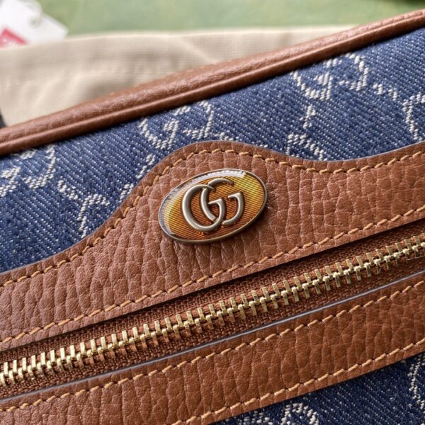 1:1 Replica Gucci Ophidia GG Mini Bag Dark Blue And Ivory Eco Washed Organic GG Jacquard Denim For Women 7in/17.5cm GG 517350 2KQGG 8375