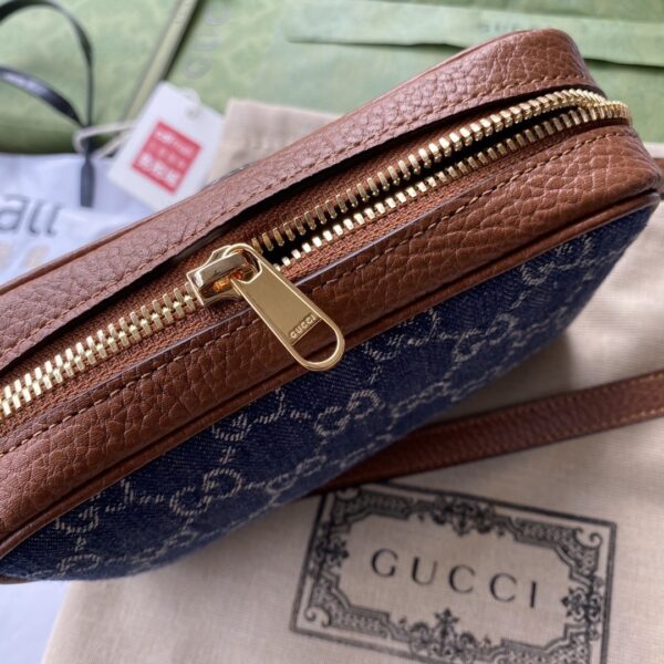 1:1 Replica Gucci Ophidia GG Mini Bag Dark Blue And Ivory Eco Washed Organic GG Jacquard Denim For Women 7in/17.5cm GG 517350 2KQGG 8375