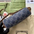 1:1 Replica Gucci Ophidia GG Mini Bag Dark Blue And Ivory Eco Washed Organic GG Jacquard Denim For Women 7in/17.5cm GG 517350 2KQGG 8375