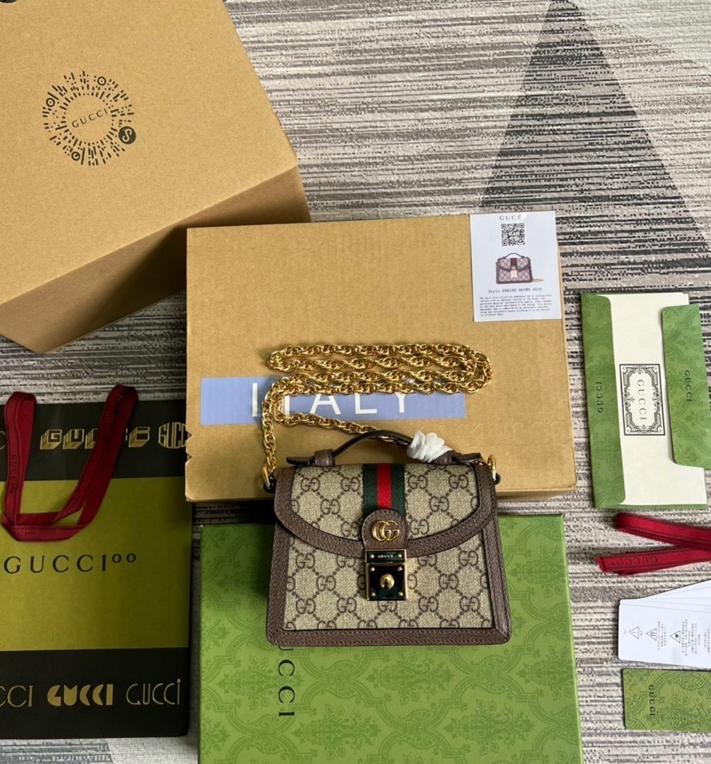 1:1 Replica Gucci Ophidia GG Mini Shoulder Bag Beige For Women, Women's Bags 6.9in/18cm GG 696180 96IWG 8745