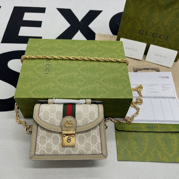 1:1 Replica Gucci Ophidia GG Mini Shoulder Bag Beige For Women, Women's Bags 6.9in/18cm GG 696180 UULAG 9682