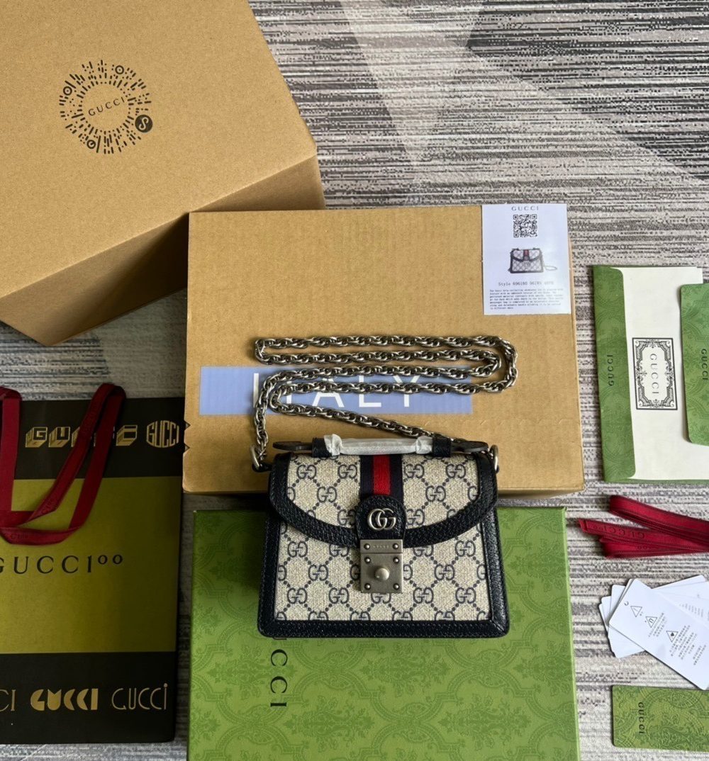 1:1 Replica Gucci Ophidia GG Mini Shoulder Bag Beige For Women, Women's Bags 6.9in/18cm GG