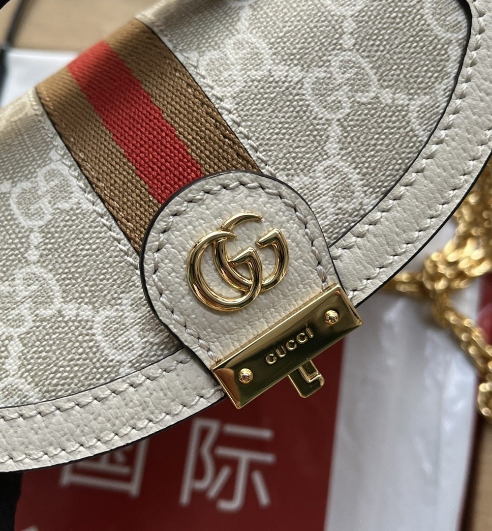 1:1 Replica Gucci Ophidia GG Mini Shoulder Bag White For Women, Women's Bags 6.9in/17.5cm GG ‎696180 UULAK 9956