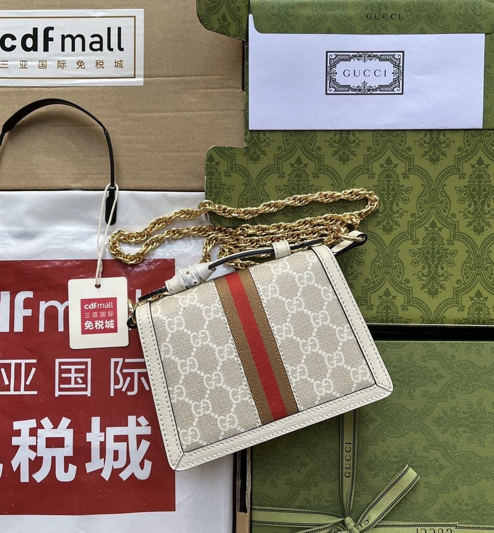 1:1 Replica Gucci Ophidia GG Mini Shoulder Bag White For Women, Women's Bags 6.9in/17.5cm GG ‎696180 UULAK 9956