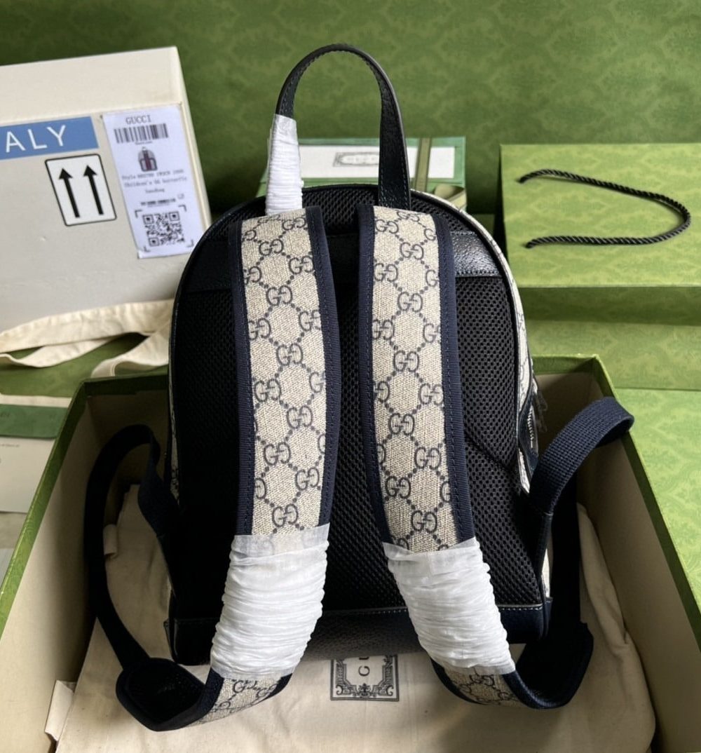 1:1 Replica Gucci Ophidia GG Small Backpack Beige And Blue GG Supreme Canvas For Women 11.5in/29cm Beige