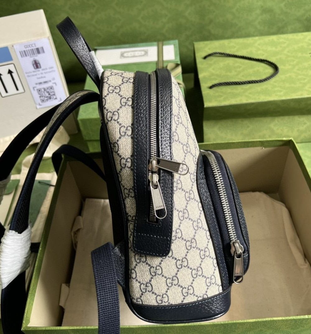 1:1 Replica Gucci Ophidia GG Small Backpack Beige And Blue GG Supreme Canvas For Women 11.5in/29cm Beige
