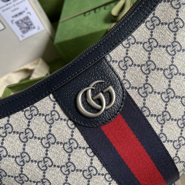 1:1 Replica Gucci Ophidia GG Small Shoulder Bag Beige And Blue GG Supreme Canvas For Women 12in/30cm 598125 2ZGMN 4076