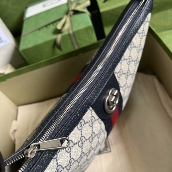1:1 Replica Gucci Ophidia GG Small Shoulder Bag Beige And Blue GG Supreme Canvas For Women 12in/30cm 598125 2ZGMN 4076