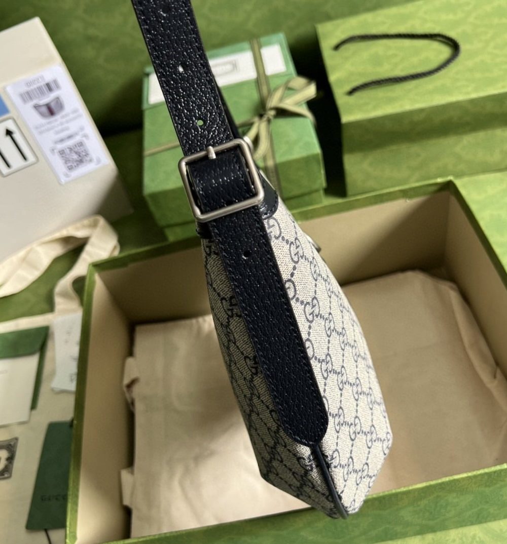 1:1 Replica Gucci Ophidia GG Small Shoulder Bag Beige And Blue GG Supreme Canvas For Women 12in/30cm 598125 2ZGMN 4076