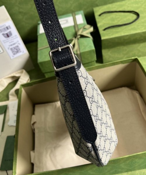 1:1 Replica Gucci Ophidia GG Small Shoulder Bag Beige And Blue GG Supreme Canvas For Women 12in/30cm 598125 2ZGMN 4076