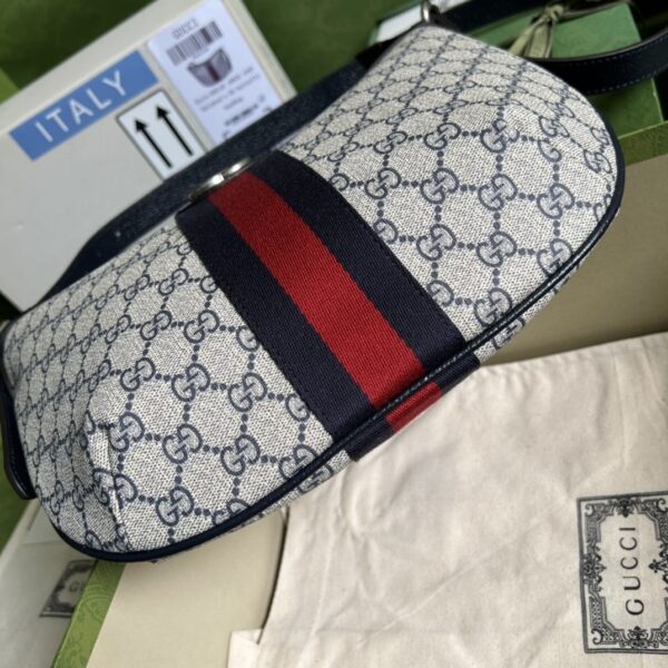 1:1 Replica Gucci Ophidia GG Small Shoulder Bag Beige And Blue GG Supreme Canvas For Women 12in/30cm 598125 2ZGMN 4076