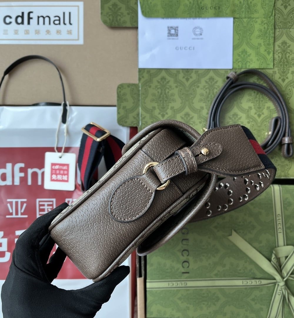 1:1 Replica Gucci Ophidia GG Small Shoulder Bag Beige And Brown For Women, Women's Bags 9.1in/23cm GG