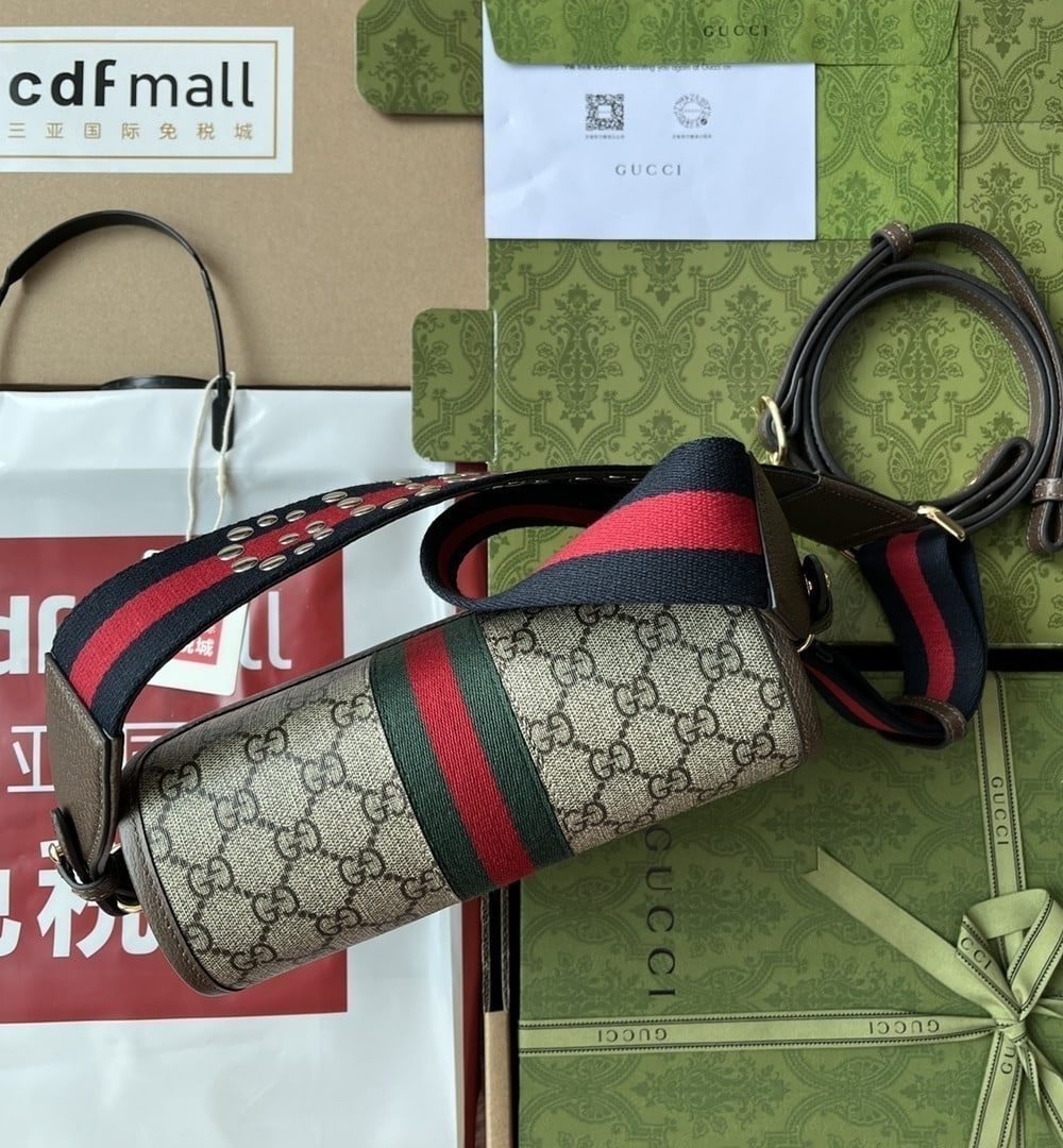 1:1 Replica Gucci Ophidia GG Small Shoulder Bag Beige And Brown For Women, Women's Bags 9.1in/23cm GG