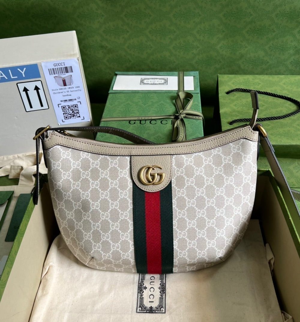 1:1 Replica Gucci Ophidia GG Small Shoulder Bag Beige For Women, Women's Bags 11.8in/30cm GG 598125 UULAT 9682