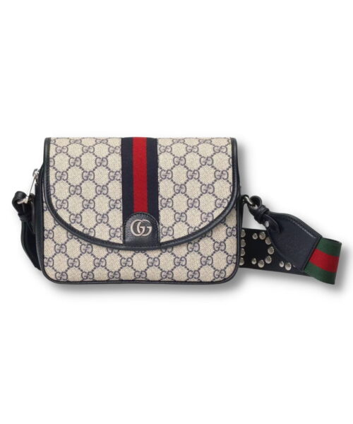 1:1 Replica Gucci Ophidia GG Small Shoulder Bag Dark Blue/Beige For Women, Women's Bags 9.1in/23cm GG