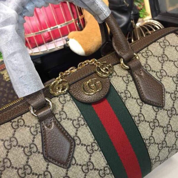 1:1 Replica Gucci Ophidia GG Supreme Medium Top Handle Bag Beige For Women 12.6in/32cm GG 524532