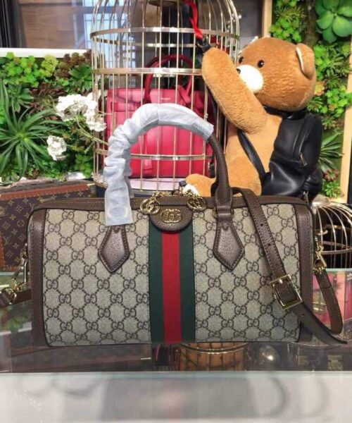 1:1 Replica Gucci Ophidia GG Supreme Medium Top Handle Bag Beige For Women 12.6in/32cm GG 524532