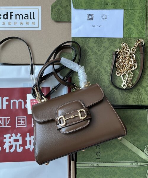1:1 Replica Gucci Ophidia Gucci Horsebit 1955 Mini Bag Brown For Women, Women's Bags 8.6in/22cm GG 703848 AAA7G 2361