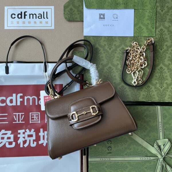 1:1 Replica Gucci Ophidia Gucci Horsebit 1955 Mini Bag Brown For Women, Women's Bags 8.6in/22cm GG 703848 AAA7G 2361