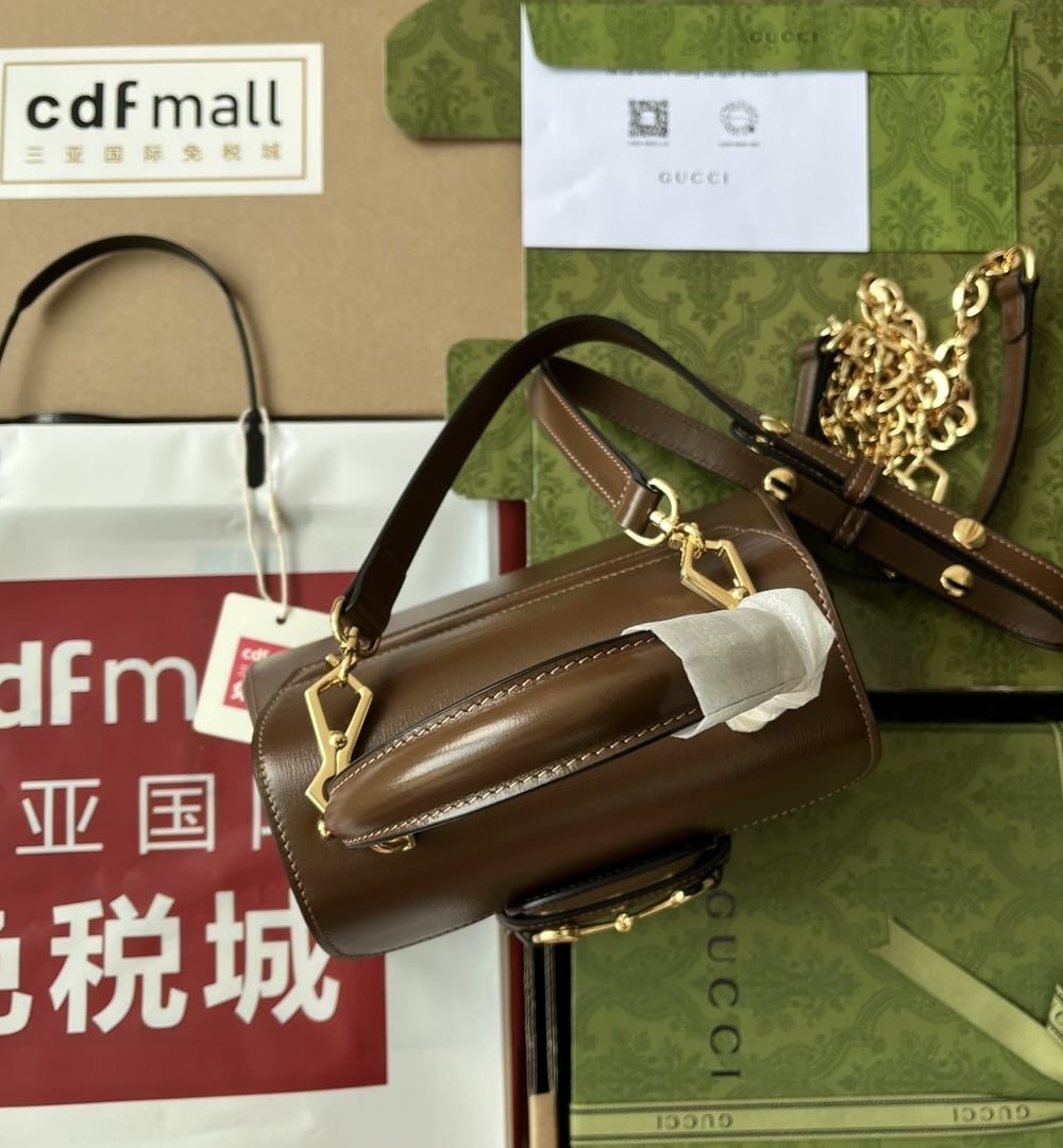 1:1 Replica Gucci Ophidia Gucci Horsebit 1955 Mini Bag Brown For Women, Women's Bags 8.6in/22cm GG 703848 AAA7G 2361