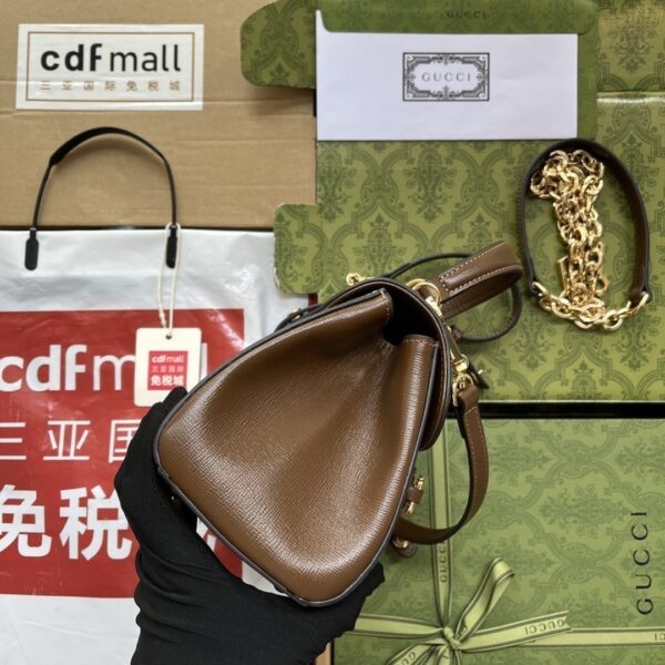1:1 Replica Gucci Ophidia Gucci Horsebit 1955 Mini Bag Light Brown And Beige For Women, Women's Bags 8.6in/22cm GG 703848 9AAAJ 8563