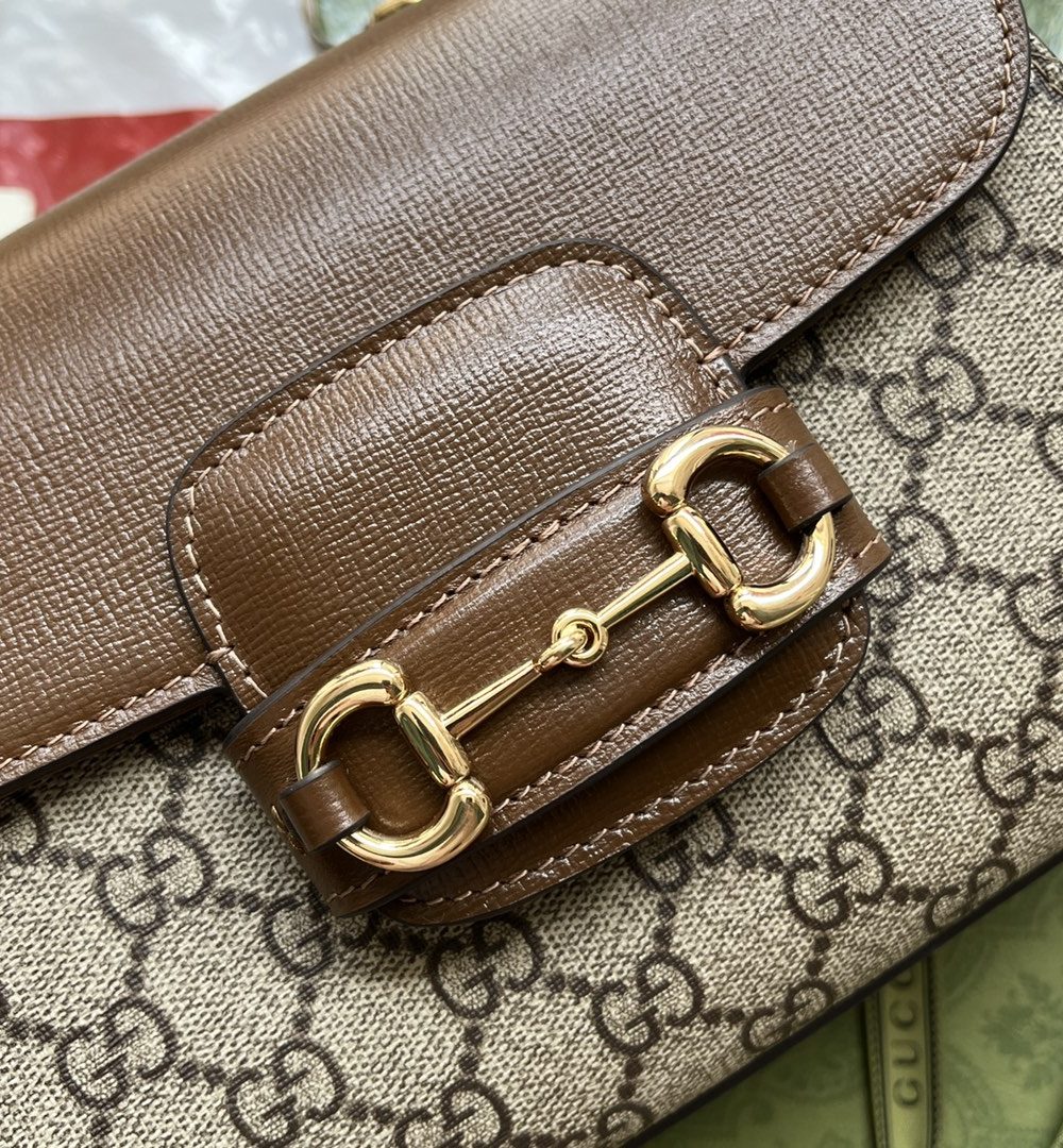 1:1 Replica Gucci Ophidia Gucci Horsebit 1955 Mini Bag Light Brown And Beige For Women, Women's Bags 8.6in/22cm GG 703848 9AAAJ 8563