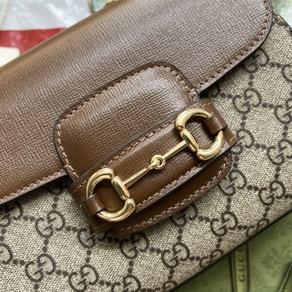 1:1 Replica Gucci Ophidia Gucci Horsebit 1955 Mini Bag Light Brown And Beige For Women, Women's Bags 8.6in/22cm GG 703848 9AAAJ 8563