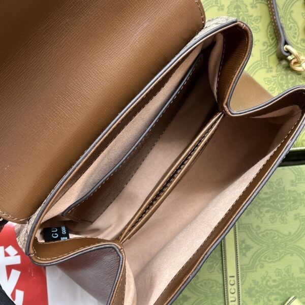 1:1 Replica Gucci Ophidia Gucci Horsebit 1955 Mini Bag Light Brown And Beige For Women, Women's Bags 8.6in/22cm GG 703848 9AAAJ 8563