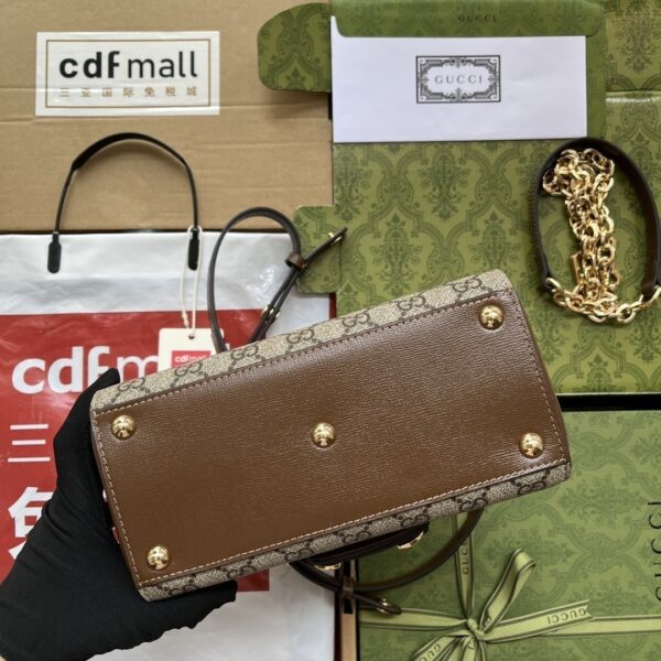 1:1 Replica Gucci Ophidia Gucci Horsebit 1955 Mini Bag Light Brown And Beige For Women, Women's Bags 8.6in/22cm GG 703848 9AAAJ 8563