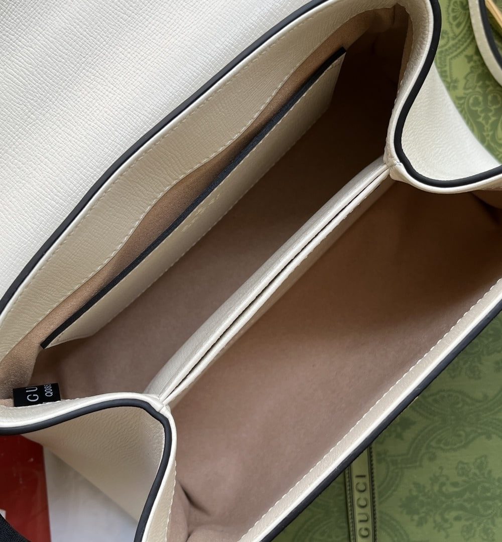 1:1 Replica Gucci Ophidia Gucci Horsebit 1955 Mini Bag White And Beige For Women, Women's Bags 8.6in/22cm GG