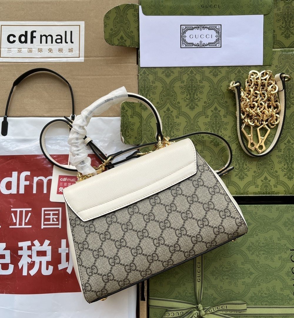 1:1 Replica Gucci Ophidia Gucci Horsebit 1955 Mini Bag White And Beige For Women, Women's Bags 8.6in/22cm GG