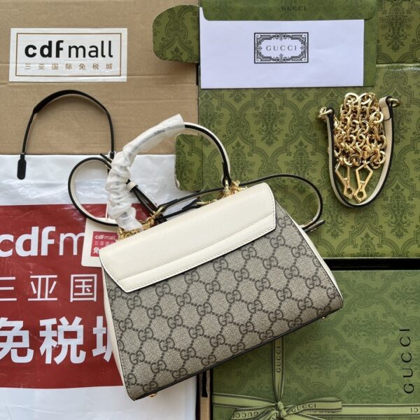 1:1 Replica Gucci Ophidia Gucci Horsebit 1955 Mini Bag White And Beige For Women, Women's Bags 8.6in/22cm GG
