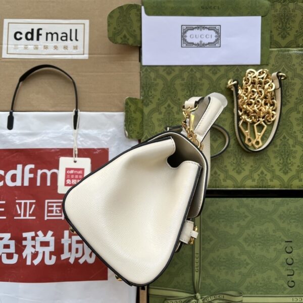 1:1 Replica Gucci Ophidia Gucci Horsebit 1955 Mini Bag White And Beige For Women, Women's Bags 8.6in/22cm GG