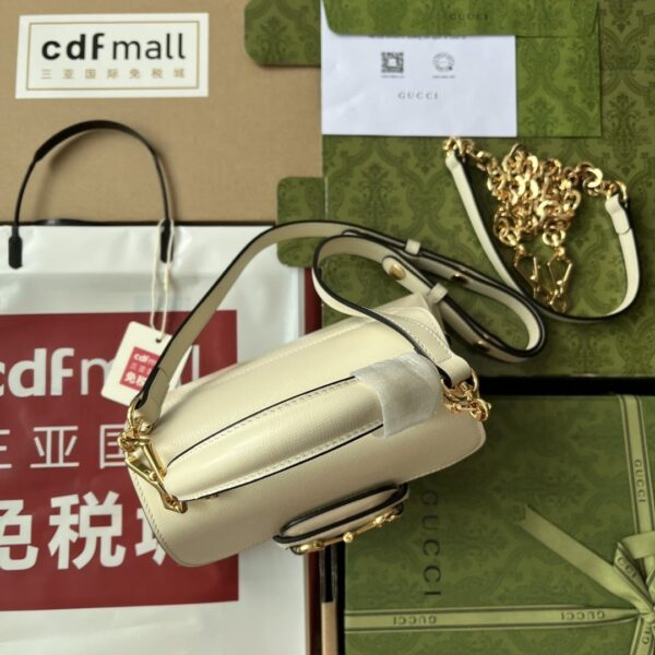 1:1 Replica Gucci Ophidia Gucci Horsebit 1955 Mini Bag White For Women, Women's Bags 8.6in/22cm GG