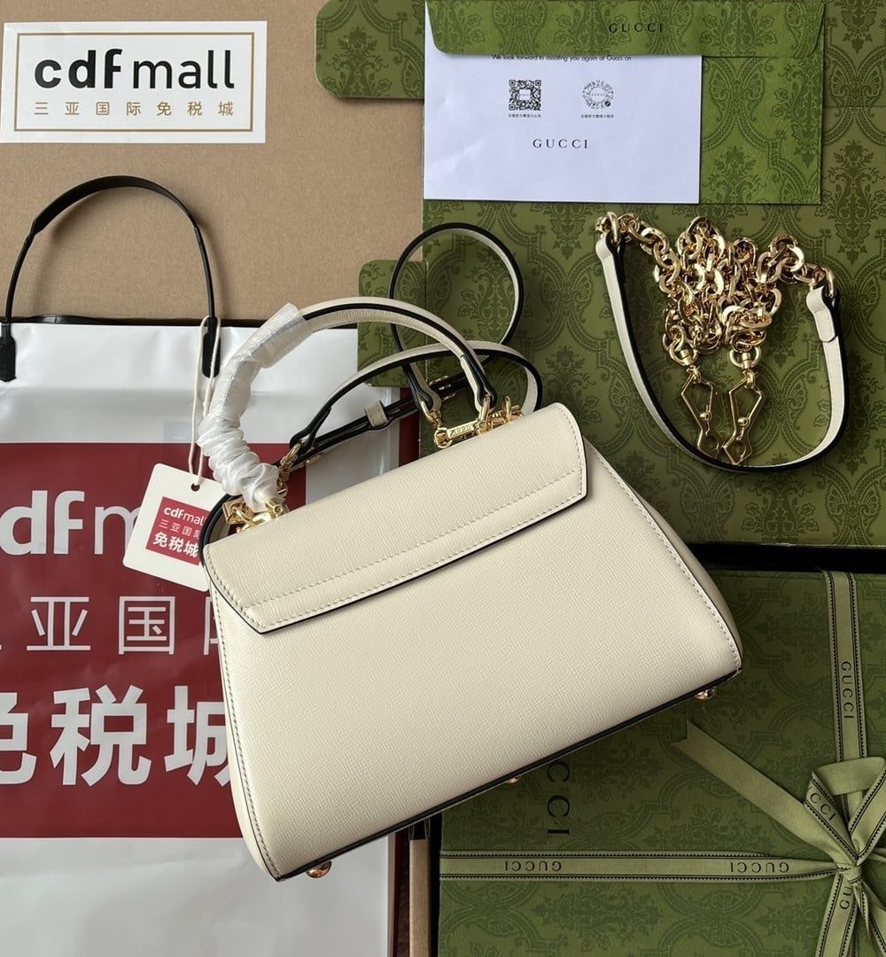 1:1 Replica Gucci Ophidia Gucci Horsebit 1955 Mini Bag White For Women, Women's Bags 8.6in/22cm GG