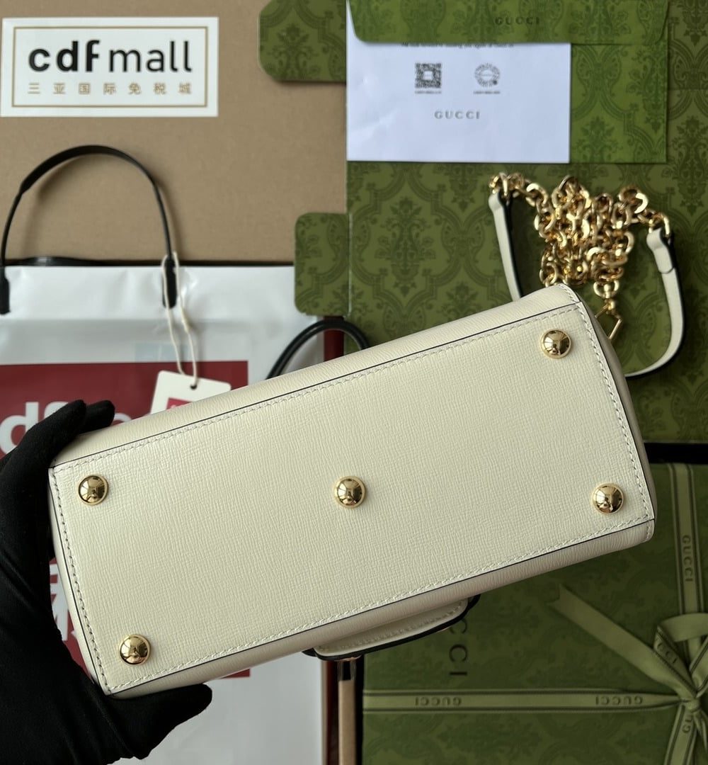 1:1 Replica Gucci Ophidia Gucci Horsebit 1955 Mini Bag White For Women, Women's Bags 8.6in/22cm GG