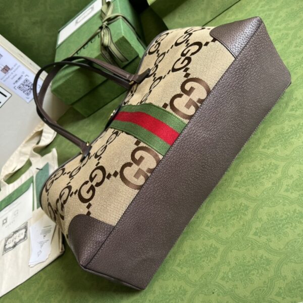 1:1 Replica Gucci Ophidia Jumbo GG Medium Tote Camel And Ebony Jumbo Canvas For Women 15in/38cm 631685 UKMDG 2570