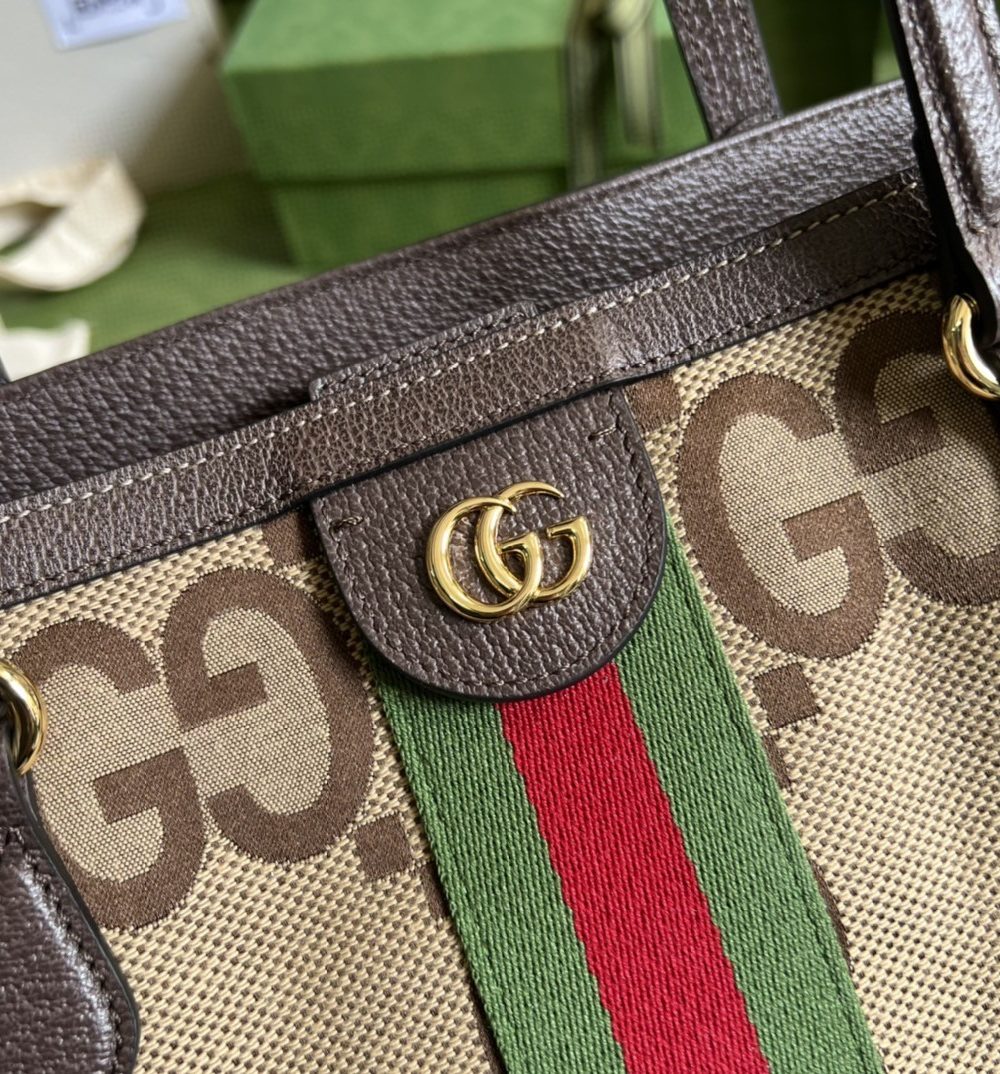 1:1 Replica Gucci Ophidia Jumbo GG Medium Tote Camel And Ebony Jumbo Canvas For Women 15in/38cm 631685 UKMDG 2570
