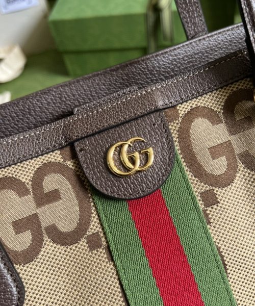 1:1 Replica Gucci Ophidia Jumbo GG Medium Tote Camel And Ebony Jumbo Canvas For Women 15in/38cm 631685 UKMDG 2570